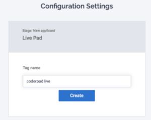 Configuration settings showing tag name field