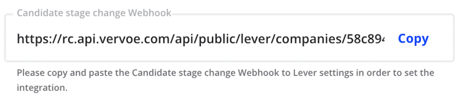 Candidate stage change webhook URL in Vervoe