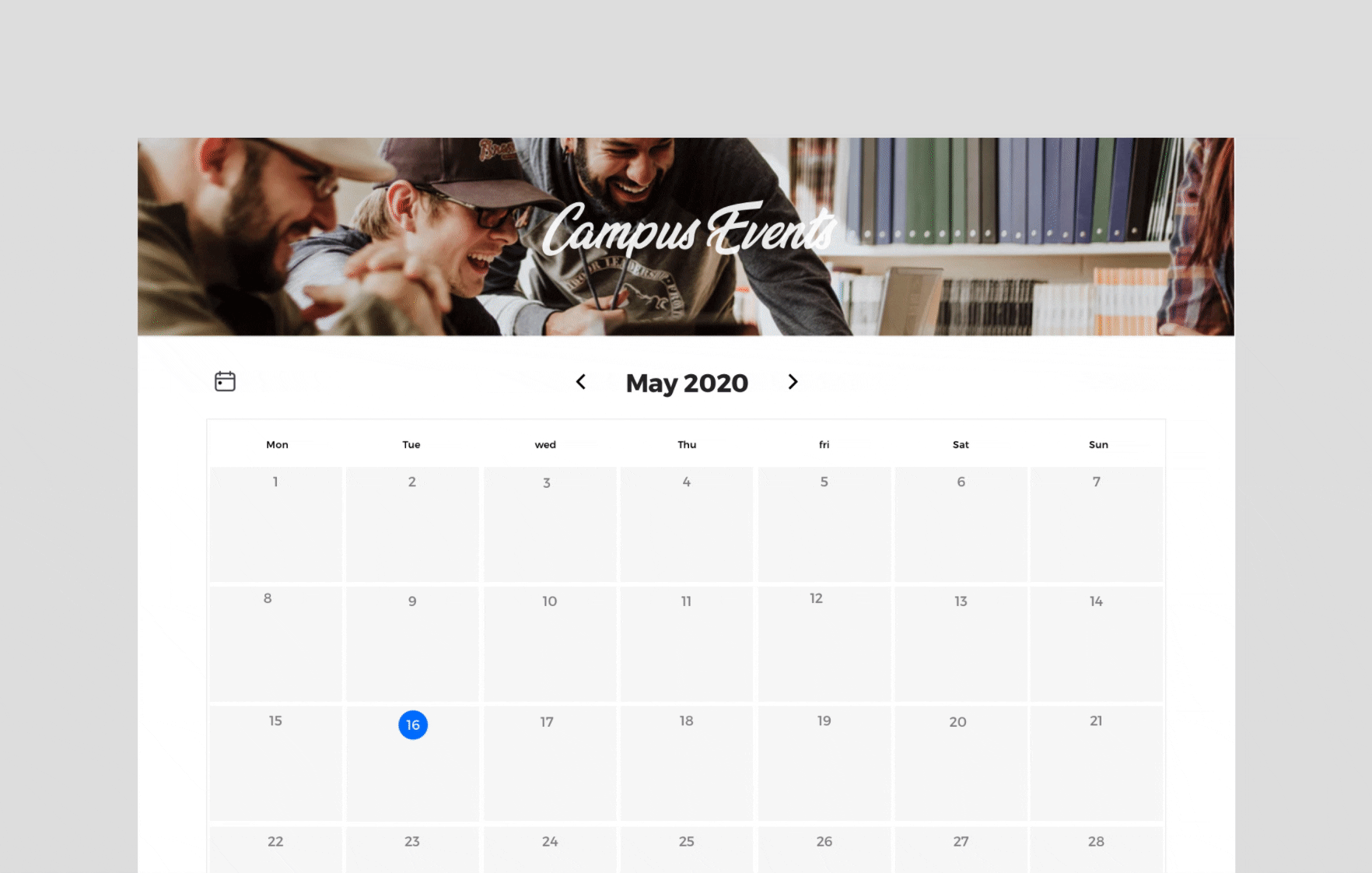 Live image of Google Calendar widget on custom site.