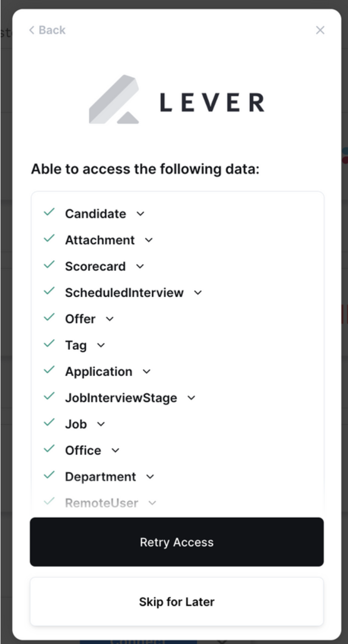 Data access list