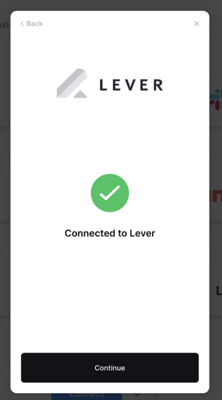 Connection confirmation modal