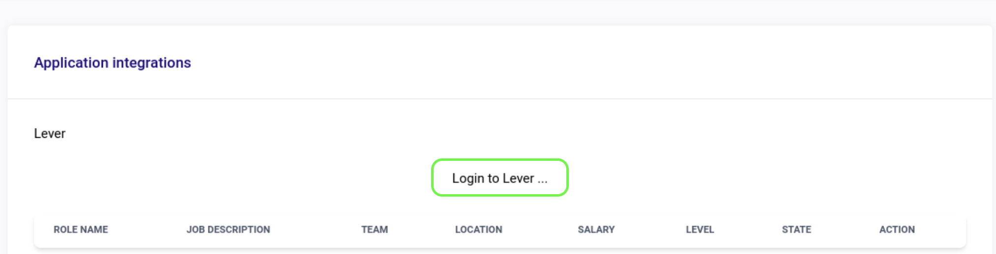 Login to Lever outlined on Walzay Application integrations page