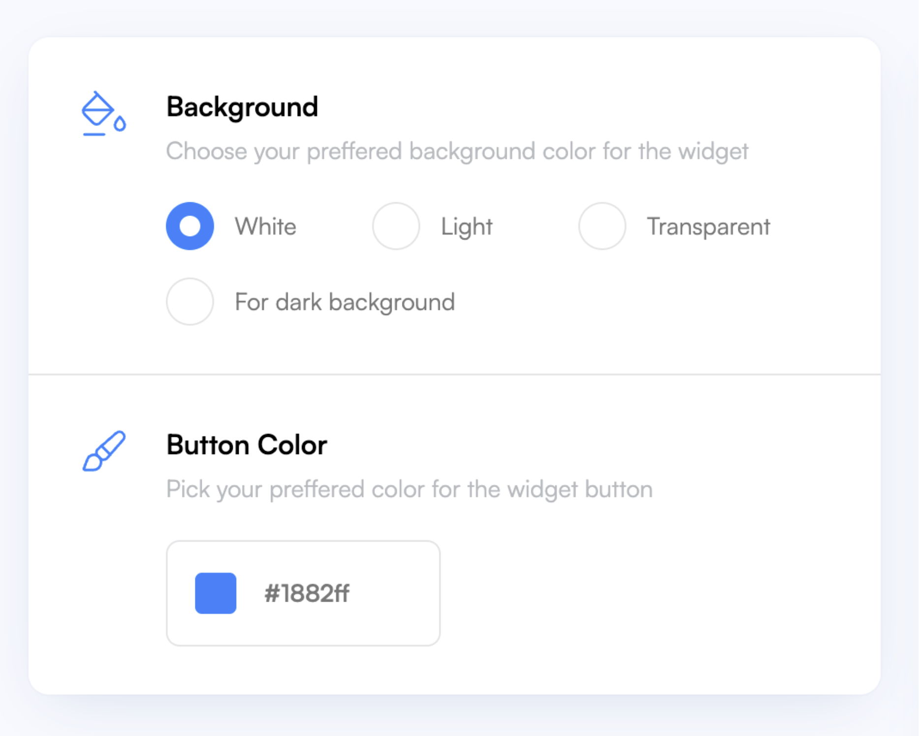 Background and button color configuration in Visualping