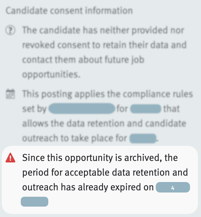Same image as above with spotlight on lower paragraph which has been updated to read: Since this opportunity is archived, the period for acceptable data retention and outreach already expired on (4).