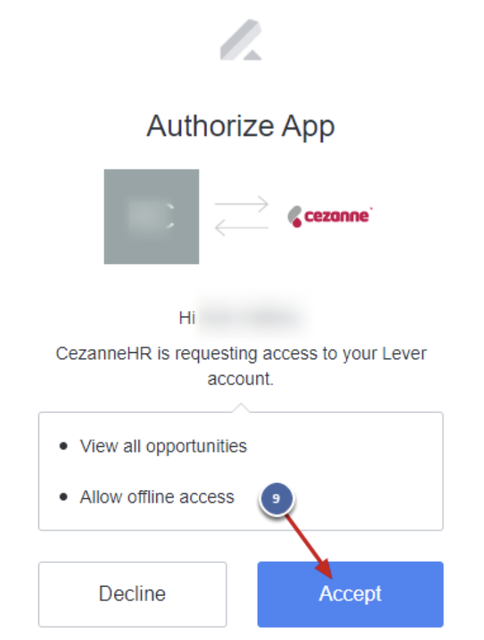 App authorization modal with listed permissions
