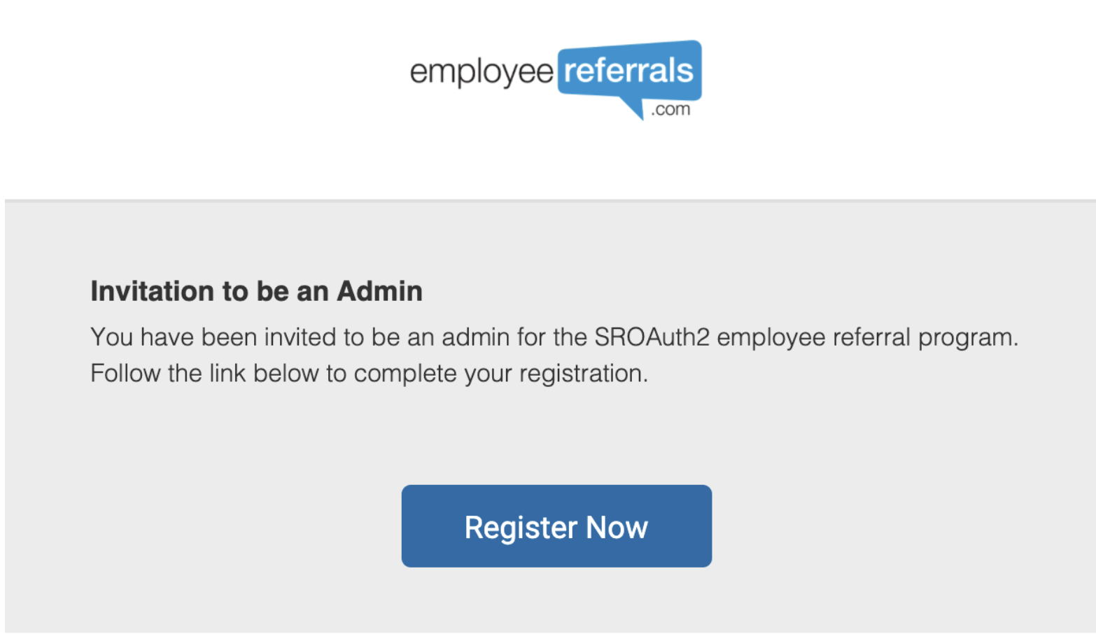 EmployeeReferrals Admin invitation email