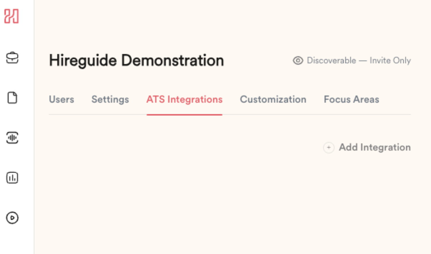 ATS integrations page in Hireguide