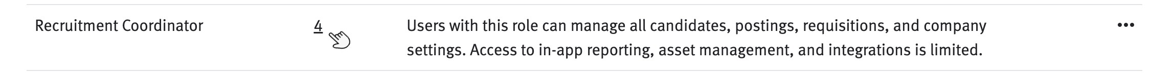 Cursor pointing to tally of users with custom role in Roles list