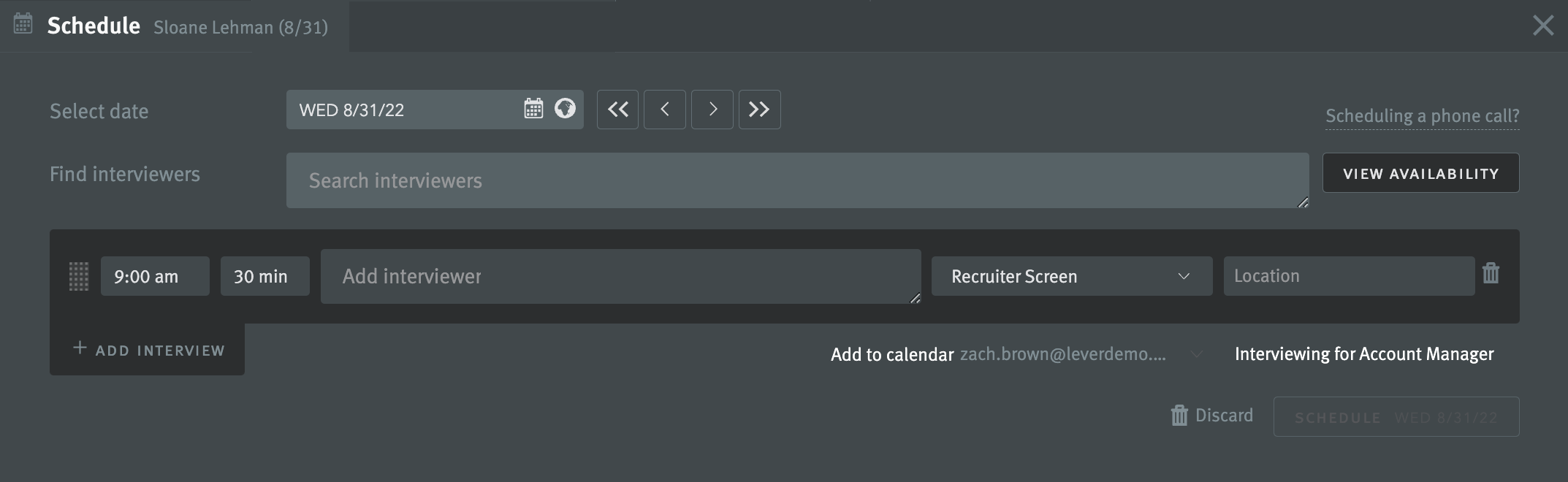 interview scheduler window