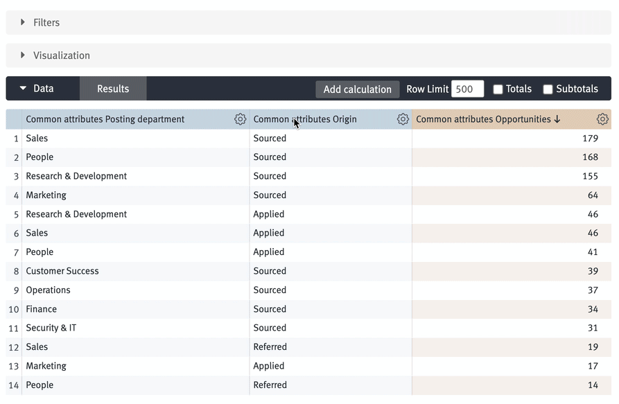 Live image of columns being reordered in data table.