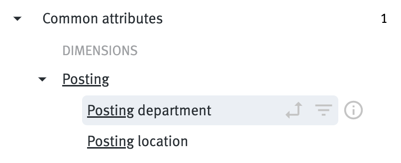 Close up of Posting department field selected in the picker.