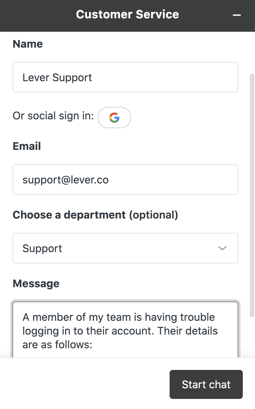 Live chat window