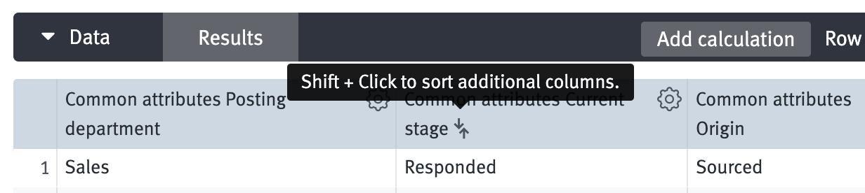 Close up of sort arrow icons in data table column header.