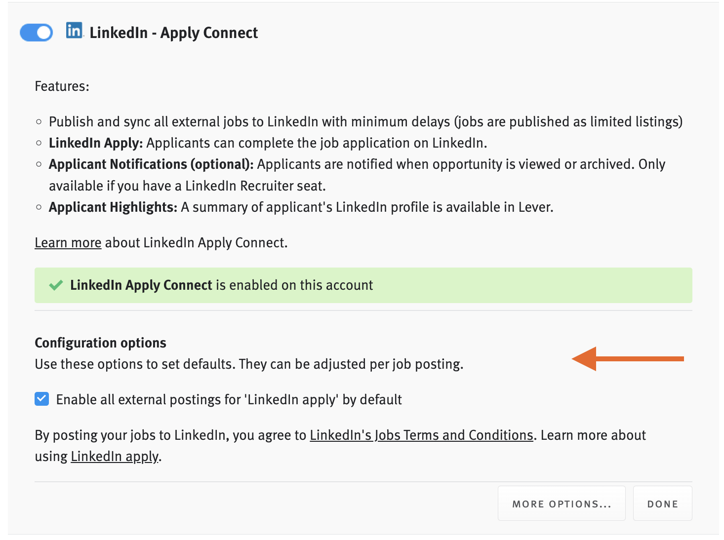 LinkedIn Apply Connect - settings in Lever Janurary 2024.png