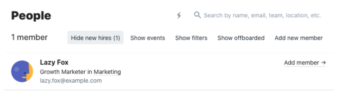 People members page showing new hires list
