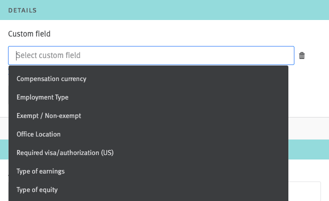 Custom field drop down menu with options from the offer form in the offer approval editor