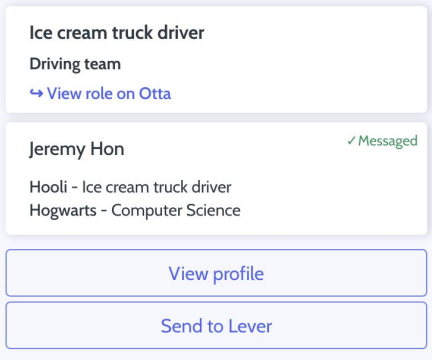 Job title and imported candidate profile