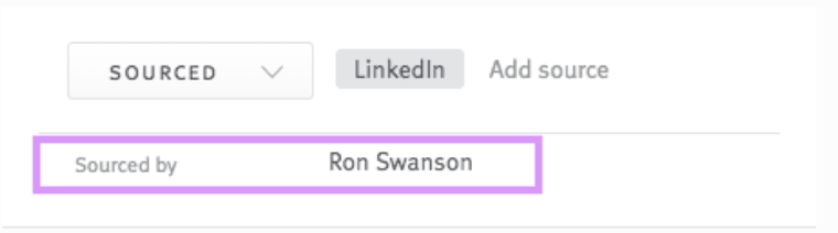 Lever candidate profile with sourced by Ron Swanson outlined.