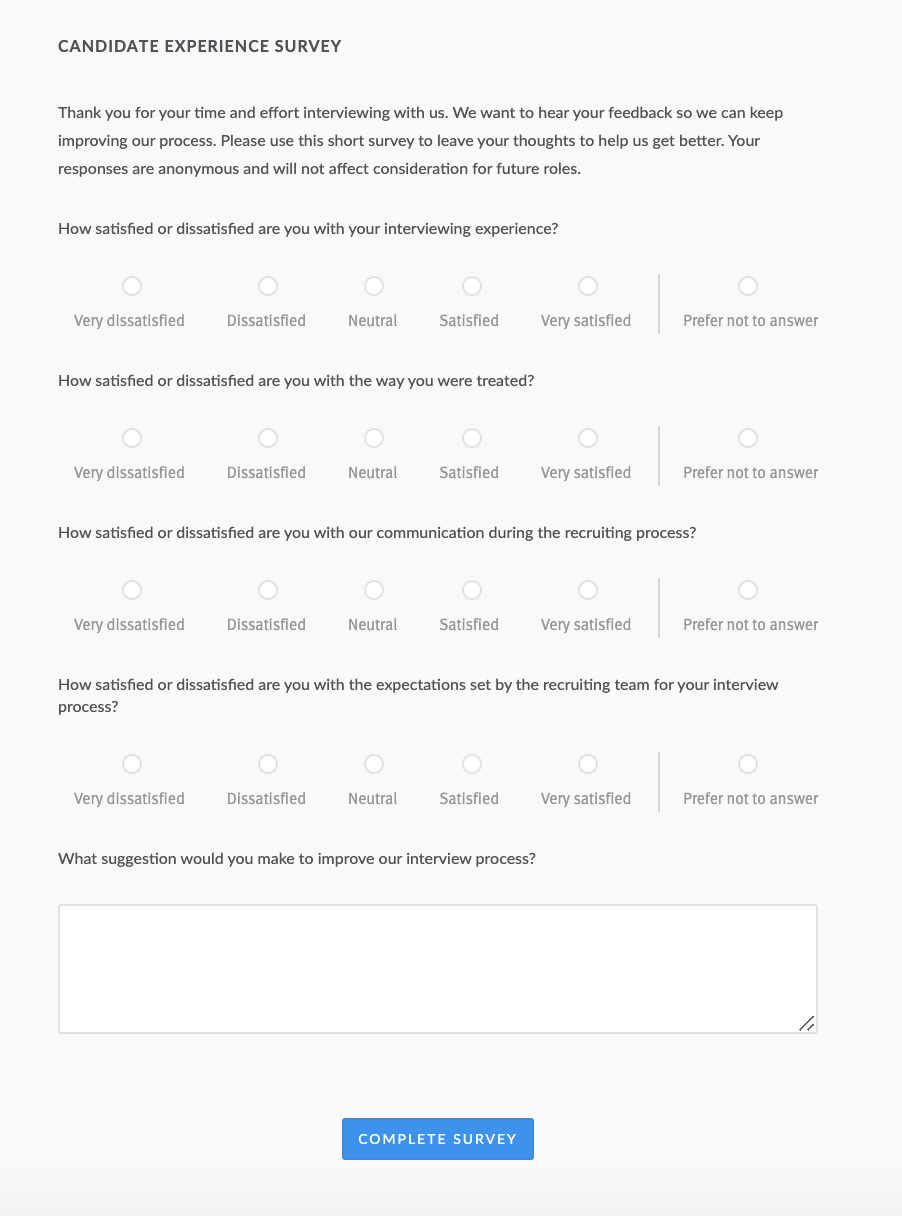 Configuring and using the Candidate Experience Survey – Lever Support