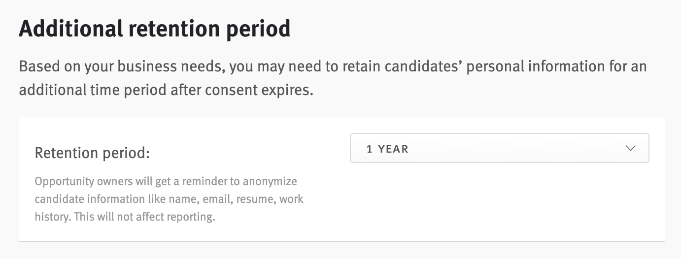 Additional retention period menu