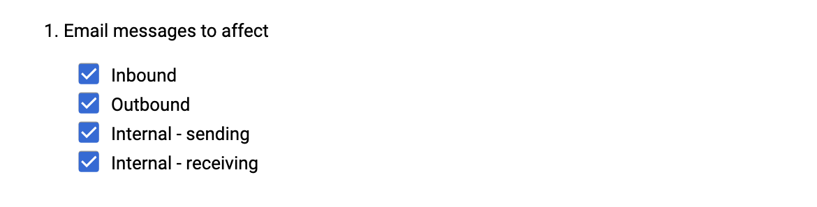 Title of email messages to affect with all four options selected