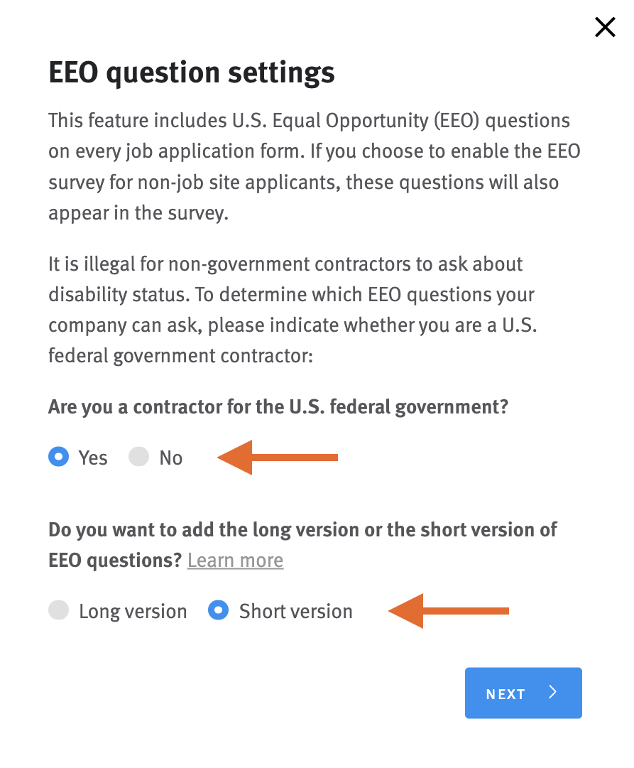 Configuring and using equal employment opportunity (EEO) questions ...