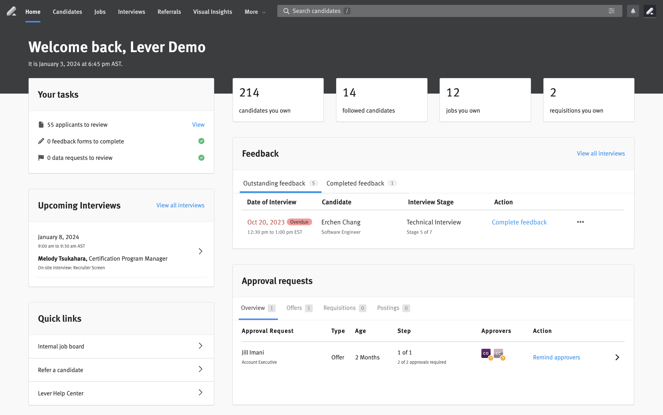 Lever User Workspace.