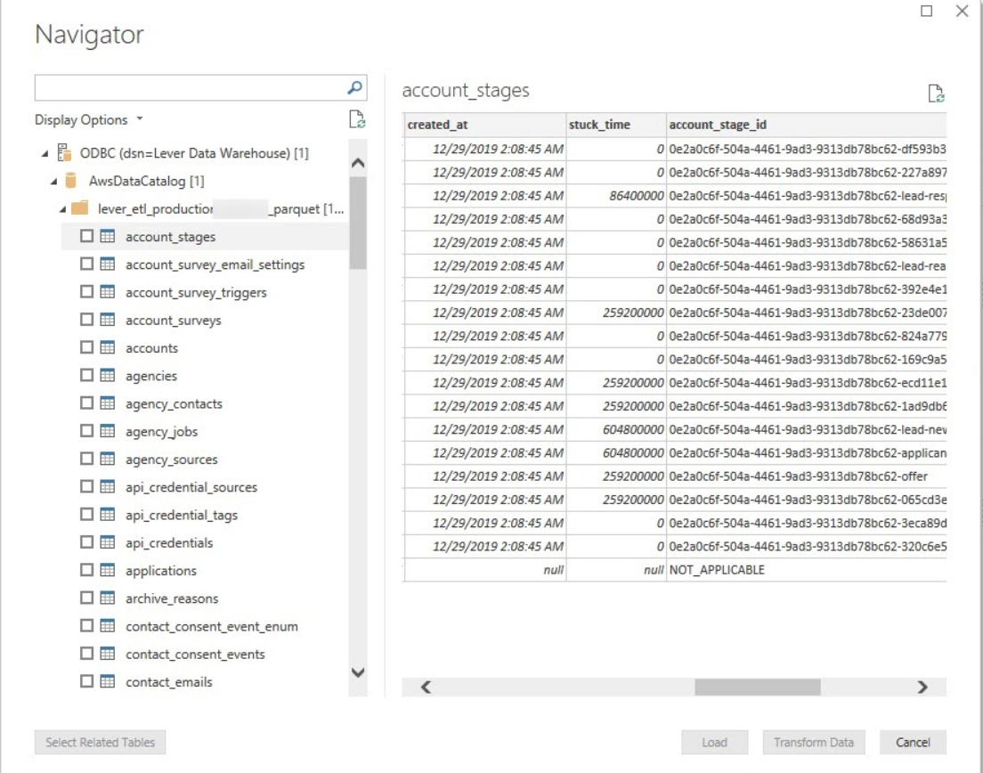 File navigator in PowerBI with expanded file hierarchy