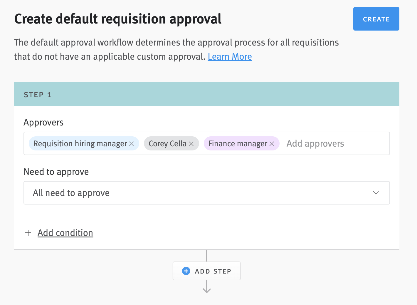 Approvers field in approval editor.