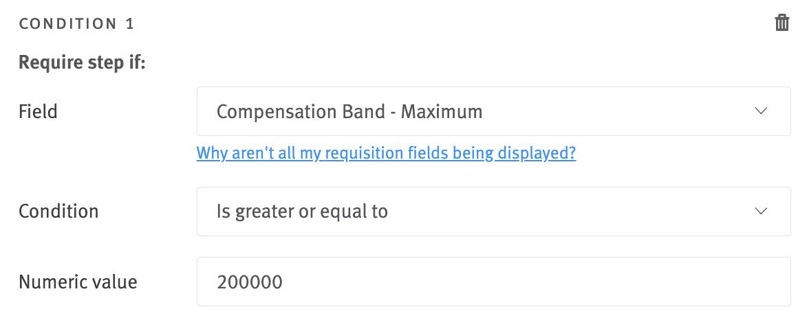 Conditions field in approval editor.