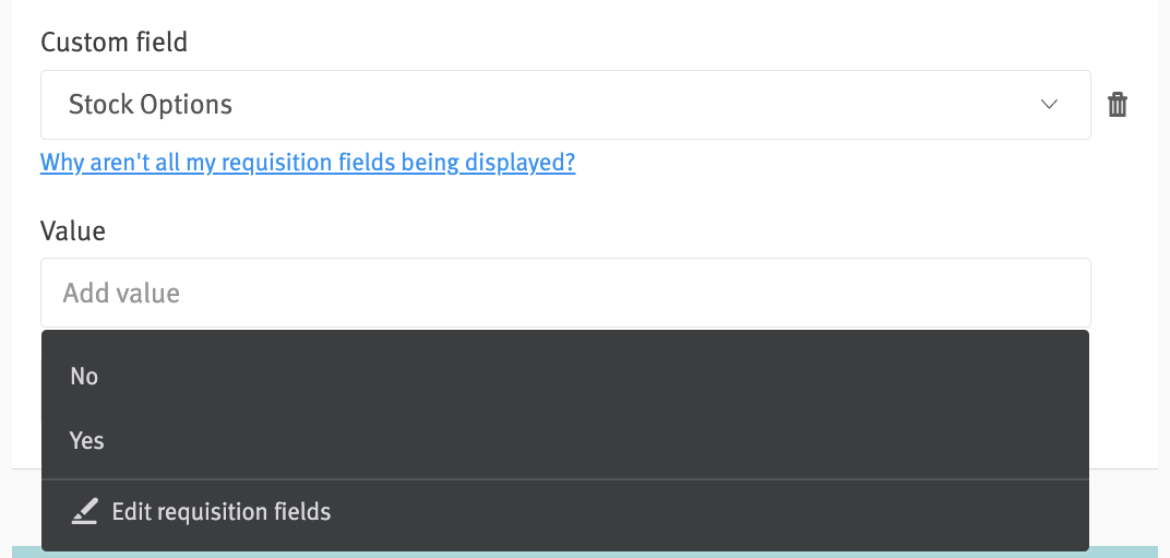 Custom field in custom requisition approval editor.