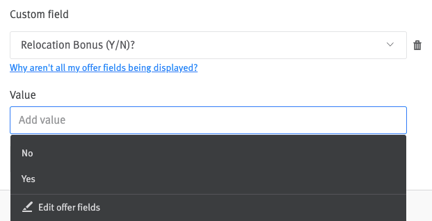 Custom field in custom offer approval editor.