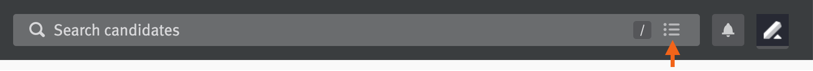 Arrow pointing to list icon in the candidate search bar