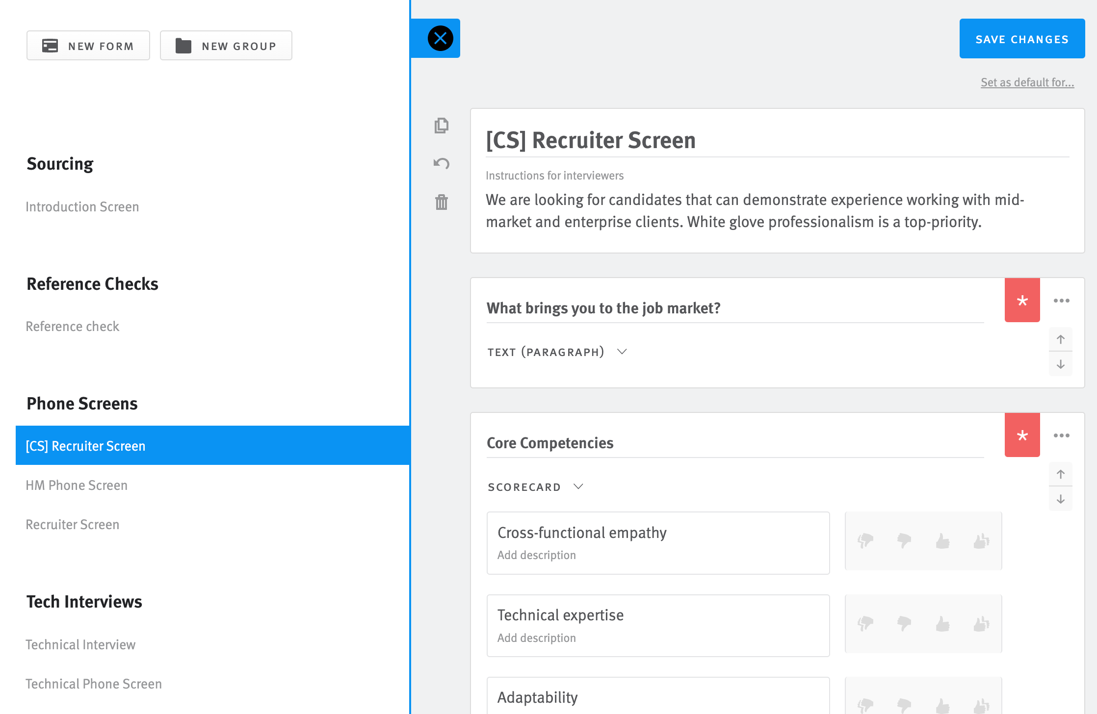 Feedback form editor