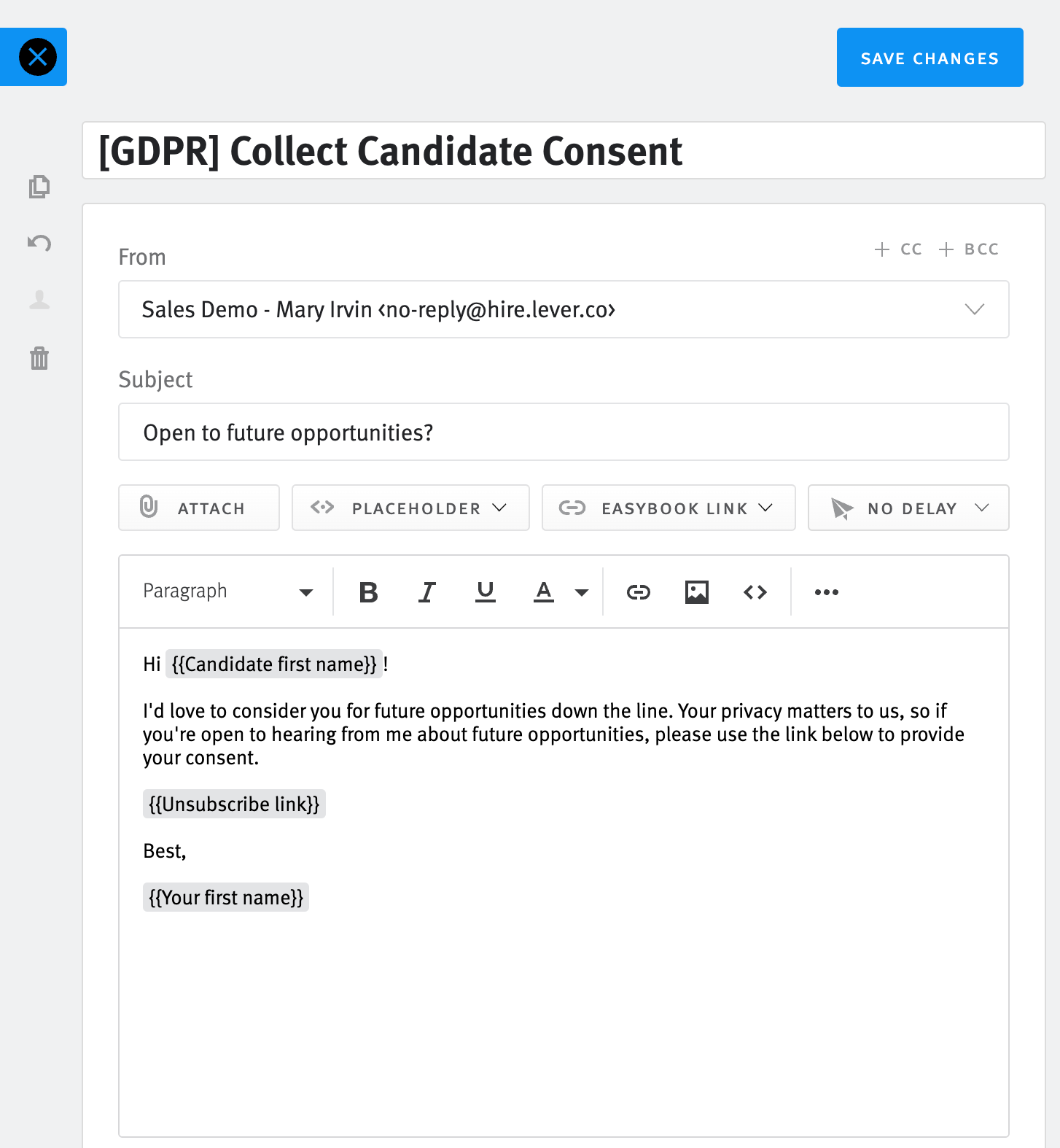 Adding an unsubscribe link to an email template