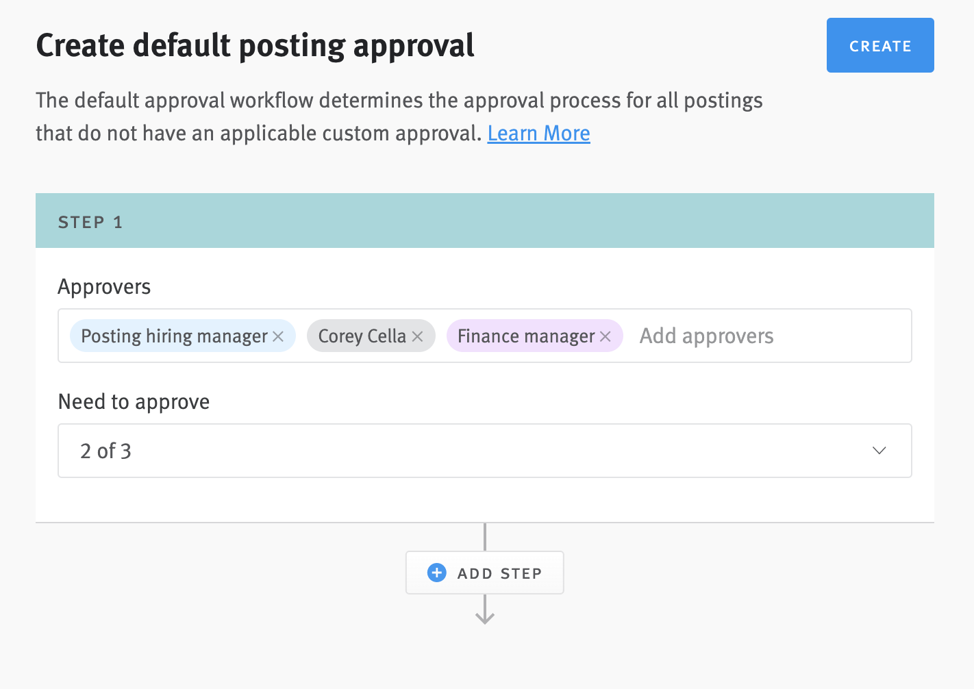 Approvers field in approval editor.