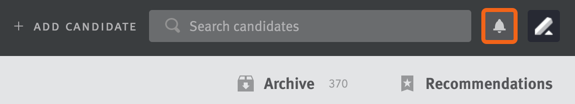 Bell icon outlined in Lever platform header.