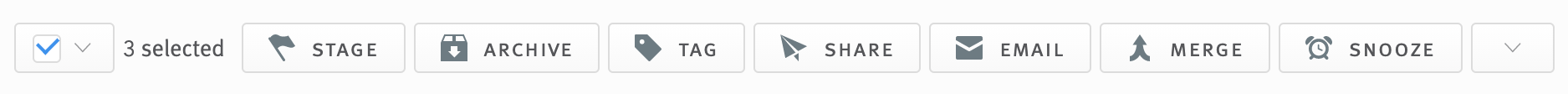 Close-up of action toolbar in pipeline interface.