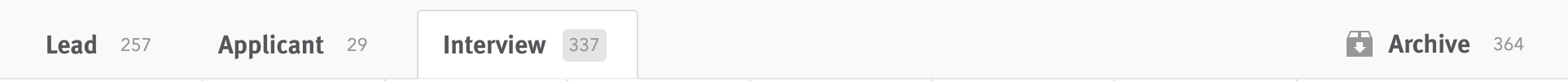 Close-up of the section tabs at the top of the pipeline interface.