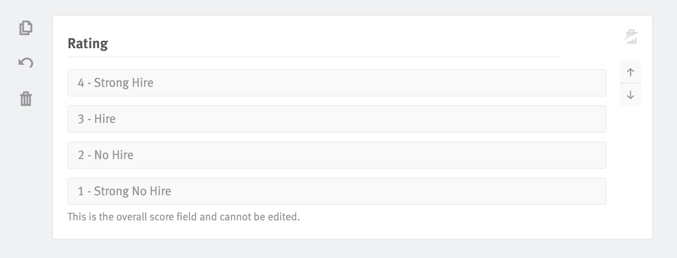 Feedback form editor with rating field