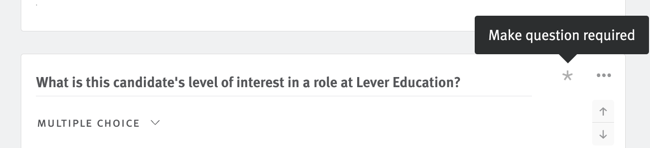 Feedback form editor with star and make question required callout