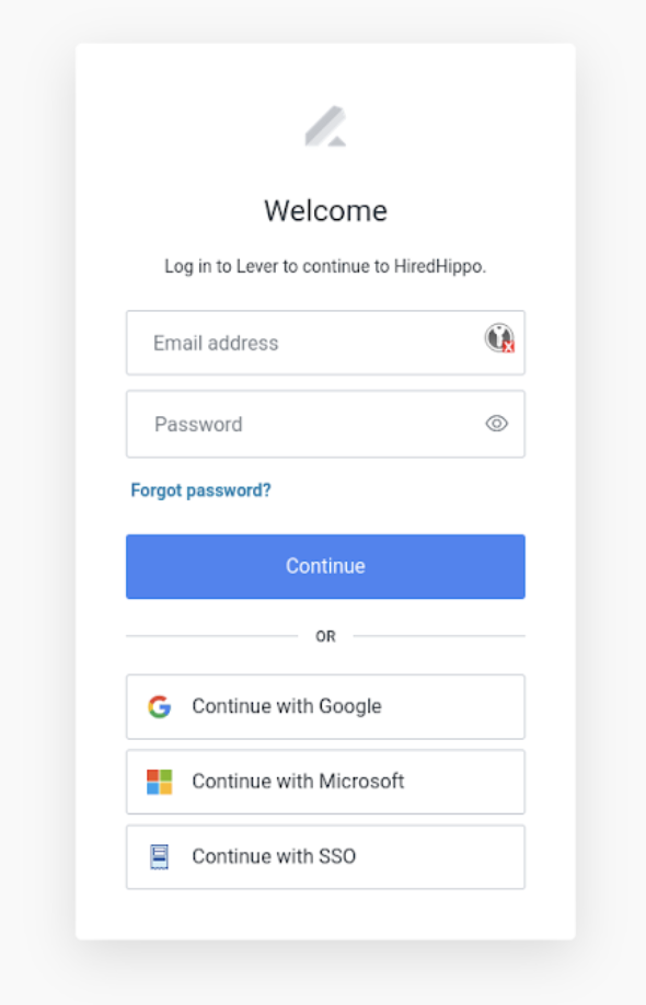 Lever login modal