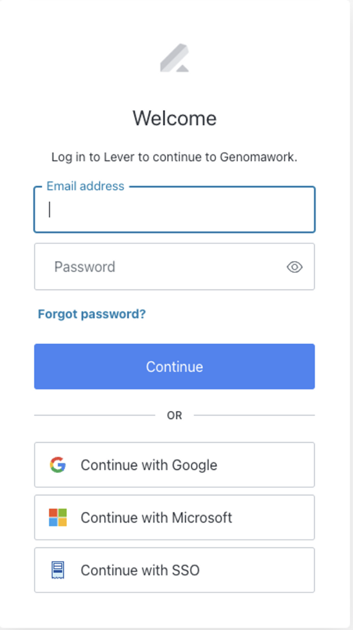Lever login modal