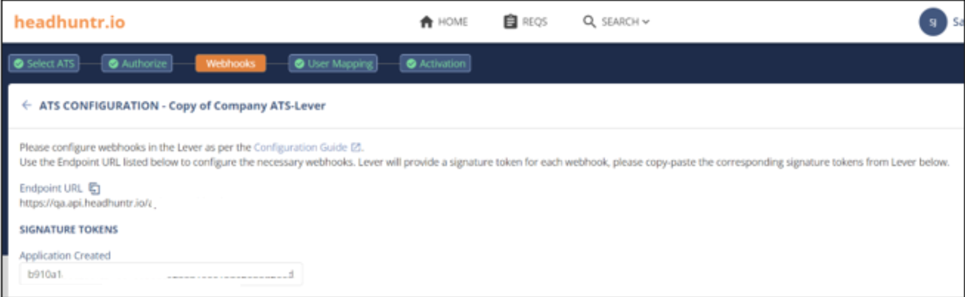 Configuration Wizard in headhuntr.io
