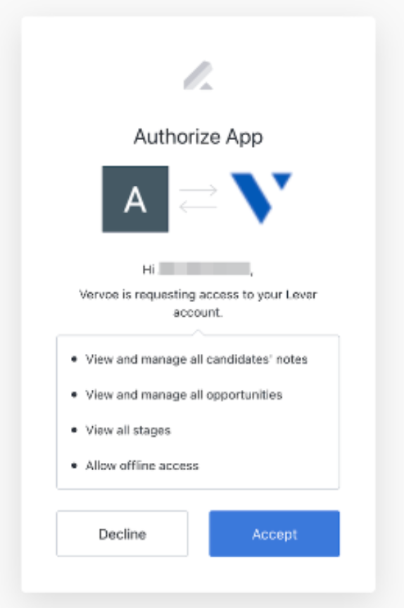 Authorization modal listing requested permissions