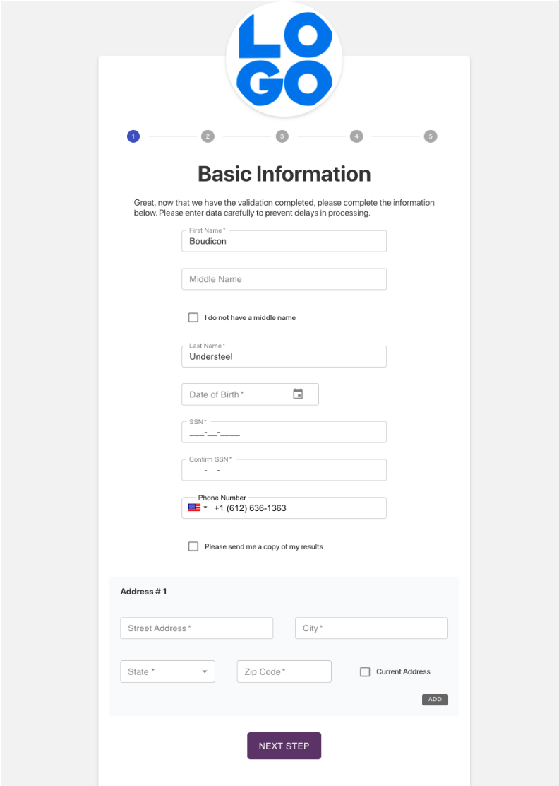 Yardstik background check interface
