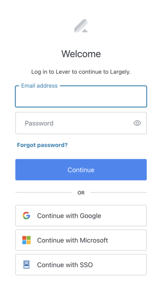 Lever login modal