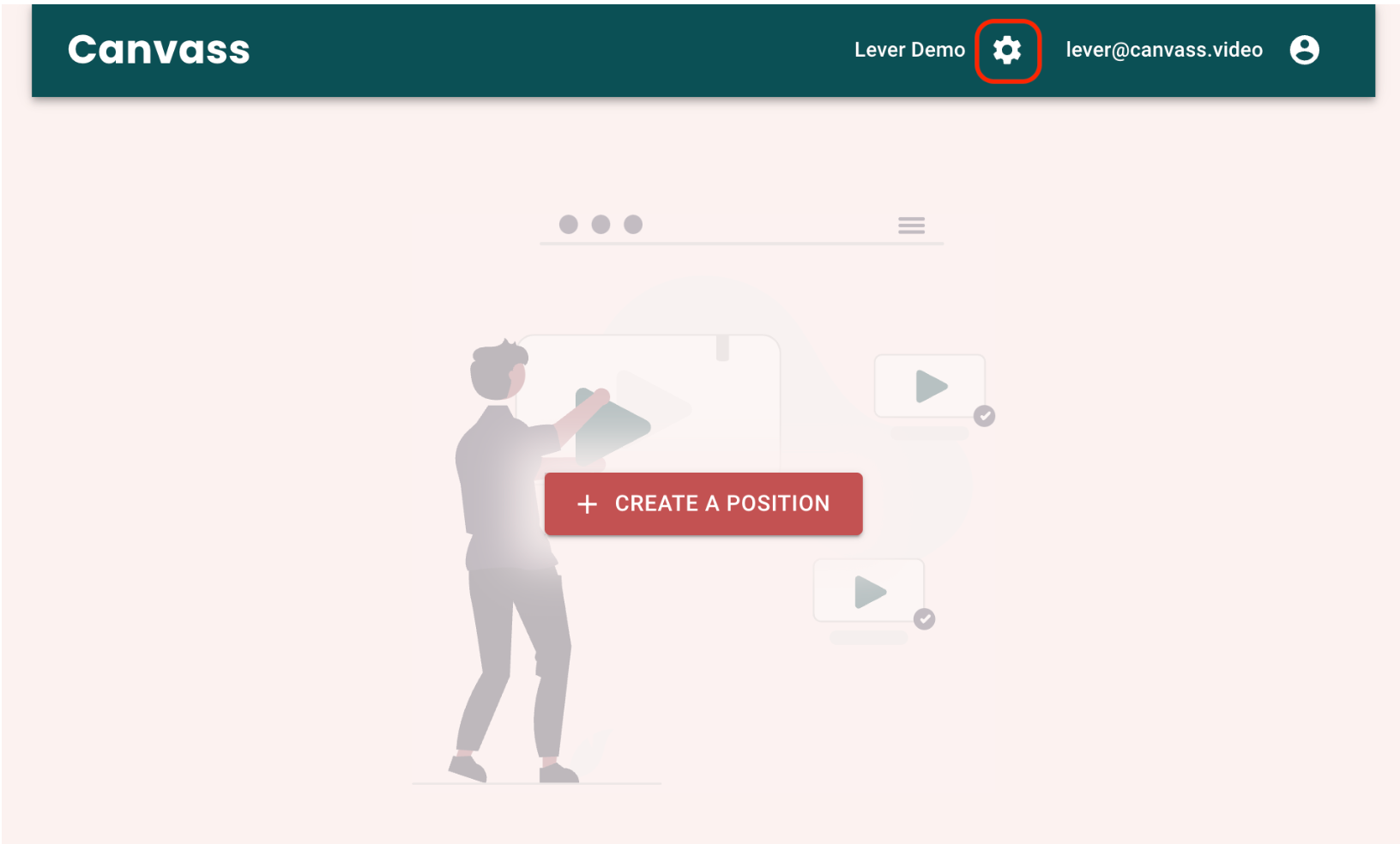 Canvass platform with create a position button.