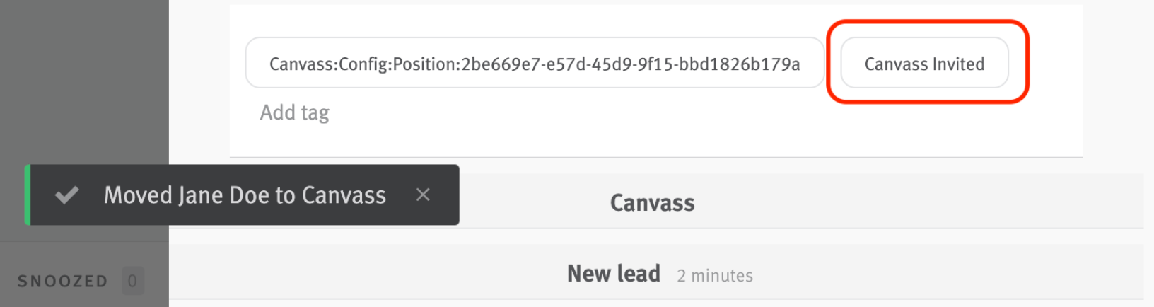 Lever candidate profile with Canvass invited tag outlined.