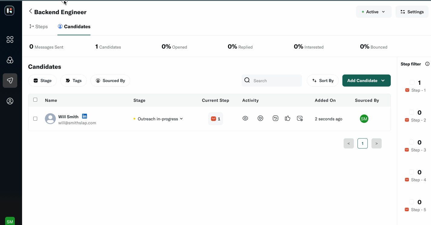Kula gif showing added candidate profile in Lever